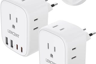 2 Pack European Travel Plug Adapter, LENCENT International Type-C Foldable Power Plug with 4 Outlets, USB C Charger Adaptor, US to Most of Europe EU Iceland Spain Italy France Germany, Cruise Approved