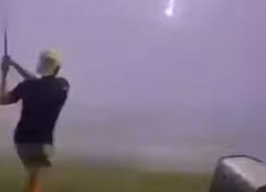 Lightning strikes golf ball in mid-air