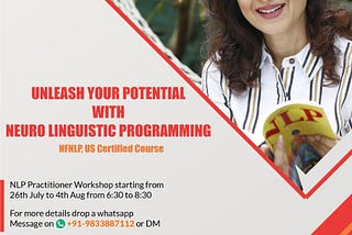 NLP Practitioner NFNLP, US Certified programme from 26th July to 4th Aug