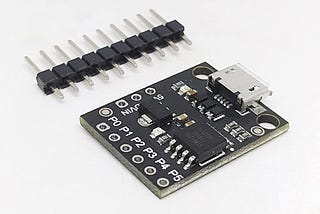 The image of AT-Tiny85. There is also another variant of this same board with USB interface. At the time of assessment, that board didn’t show up in our practical and I had to switch over to this board. The link for the board if you want to give it a try https://www.amazon.in/Digispark-Kickstarter-Attiny85-Development-Compatible/dp/B09LMGGYV1/ref=sr_1_2?crid=3IL9UJ901BL7M&keywords=digispark+attiny85&qid=1640012764&sprefix=Digispark+AT%2Ctodays-deals%2C329&sr=8-2