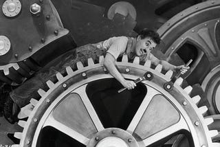 Charlie Chaplin’s Modern Times criticized the propensity of industry to rule over humanity.