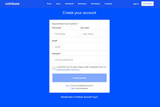 Coinbase Signup