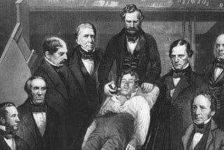 Dentist William T.G Morton and surgeon John Warren performing the first successful general anesthesia