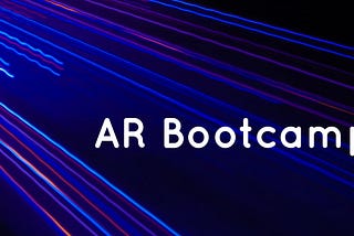 A picture with diagonal blue lines and the words “AR Bootcamp”