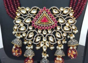 Maroon Colour Bridal Jewellery Set for Wedding