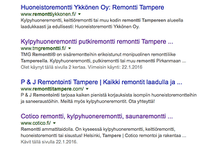 Google-haku remontti Tampere