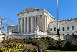 View of the US Supreme Court from the front lawn