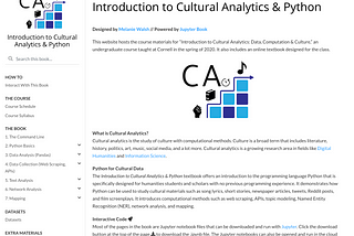 Introducing an Interactive Textbook for Cultural Analysis with Python