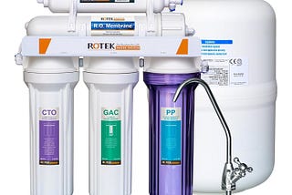 Rotek Water Systems Reverse Osmosis Water Filtration System, Under Sink 5-Stage RO Water Filter System, No Pump, Contains Leak Stop Valve, 100 GPD, Standard RO System