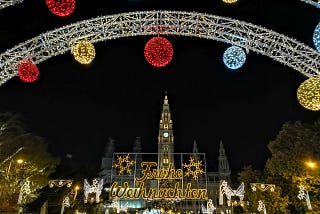 Christmas market at Rathausplatz, Vienna, Austria