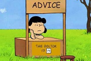 Advice booth (Lucy from Peanuts)