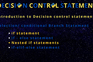 Selection Control Statement in python