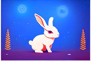 cute rabbit on blue background