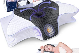 SAHEYER Oreiller Ergonomique Cervical, Oreiller Orthopédique à Mémoire de Forme pour Le Soutien de la Nuque, Oreiller pour Le Sommeil sur Le côté et Le Dos pour Détendre Les Muscles, 60x35,5x13/10CM