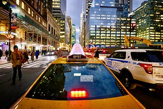 Yellow Cab in Midtown, Manhattan, New York City