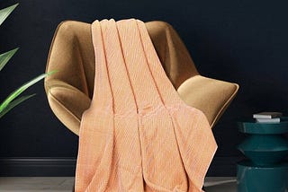 Herringbone Soft & Lightweight Wool Feel Acrylic Sofa Throw — Ochre