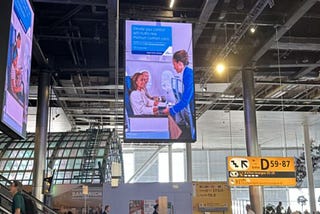 Hanging led display in the airport