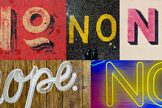 several images of signage saying “no”