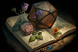 “poems, flowers, dungeons and dragons united, digital art — ar 3:2 — v 4”, Midjourney