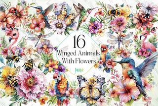 Winged Animals with Flowers Sublimation Free