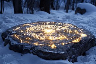 A mysterious glowing set of circles on a rock