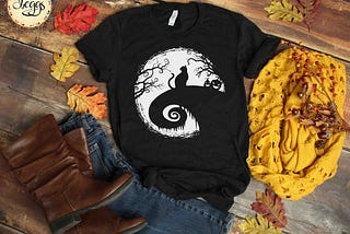 Halloween Cat Shirt — Black Cat Shirt — Cat Mama — Cat Dad — Cat Lover Gift — Halloween Moon — Cat…