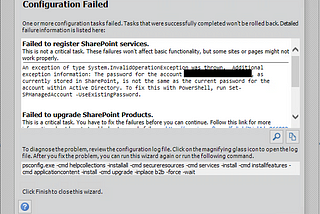 SharePoint Products Configuration Wizard Error where the password on SharePoint does not match the…