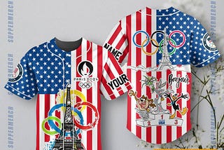 Toon in to Parisian Style with a Looney Tunes “Bonjour Paris 2024” Personalized Baseball Jersey!