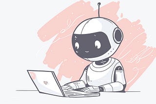 A robot working on a laptop