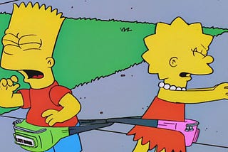 Bart and Lisa Simpson tangled up