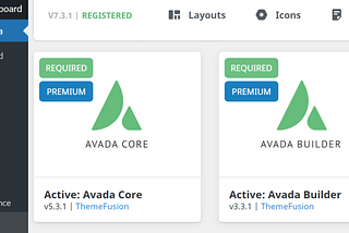 Avada Core & Builder plugins.