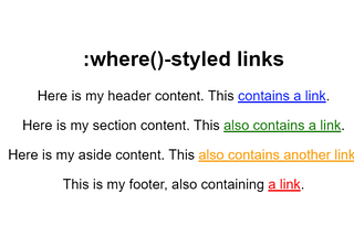 Targeting Link Elements With CSS where()
