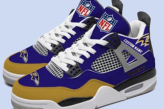 NFL Baltimore Ravens Football Team Air Jordan 4 Shoes, Personalized AJ4 Sneaker