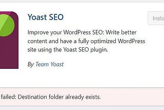 How to Fix Yoast SEO Installation Failed Destination Folder Already Exists in WordPress