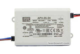 Review, teardown, and testing of APV-35–24 Mean Well power supply