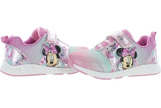 Minnie Mouse Girls Metallic Slip On Light-Up Shoes POD Design By Facetotes Fashion