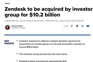 Zendesk and Anaplan: A Tale of Two Very Similar, And Very Different, $10 Billion SaaS Acquisitions