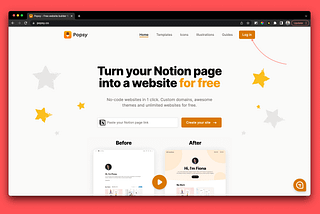 Popsy.co homepage — Build a professional website for free with no coding required