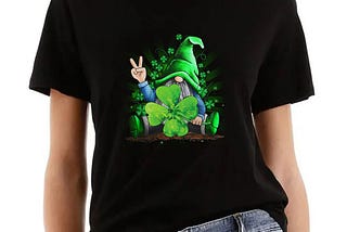 Peace Green Garden Gnome with Lucky Shamrocks T-shirt / Long Sleeve Shirt / Sweatshirt / Hoodie…