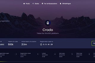 CRODO.IO — the first IDO is already at the start