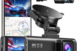REDTIGER Dash Cam Front Rear, 4K/2.5K Full HD Dash Camera for Cars, Included 32GB Card, Built-in Wi-Fi GPS, 3.16” IPS Screen, Night Vision, 170°Wide Angle, WDR, 24H Parking Mode(F7NP)