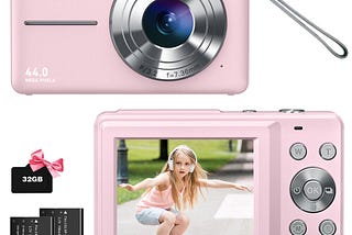 2.4'’ Digital Camera HD 1080P 44MP LCD Display Screen 16X Zoom Anti-Shake Pink