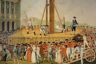 A vintage depiction of the moment Queen Marie Antoinette met her fate at the guillotine.