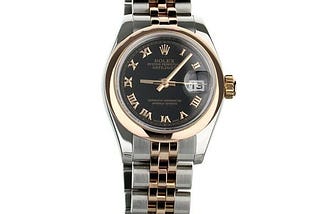 Rolex Lady Datejust Stainless Steel Rose Gold Smooth Bezel 26mm 179161 Full Set