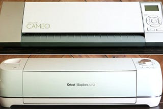 Silhouette vs. Cricut? This post walks you through all the pros and cons so you can decide which cutting machine is right for you! Learn all about the Silhouette CAMEO and Cricut Explore!