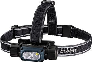Coast WPH34R 2000 Lumen Waterproof Ultra Bright IP68 USB Rechargeable-Dual Power Headlamp, 6 Modes with Spot and Flood Beams, Blue/Black