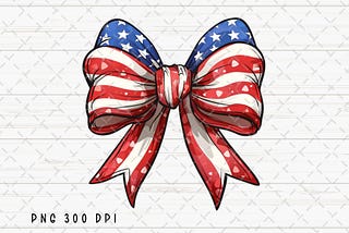 Coquette Bow 4th July American Flag PNG
