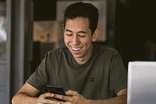 Person using a mobile app