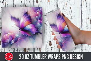 3d Purple Butterfly 20 Oz Tumbler Wrap