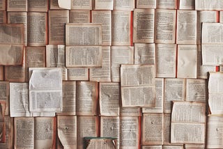 Pile of open, aged books